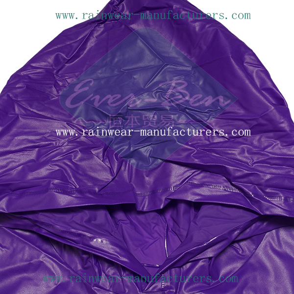 Purple  PVC hooded rain ponchos